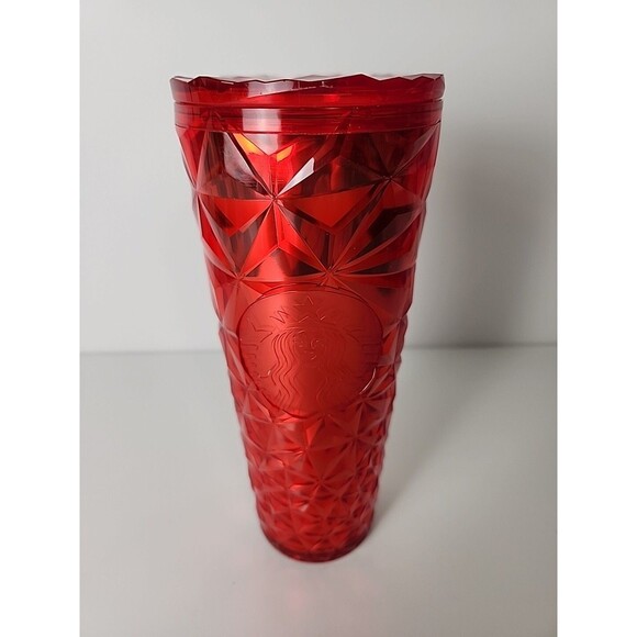 Starbucks Christmas 2023 Red Diamond Prism Crystal Tumbler (Cold Cup) 24oz Venti - Picture 1 of 6